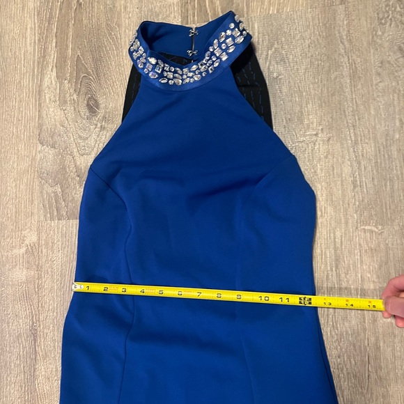 Quiz Blue Rhinestone Maxi Dress Gown - Picture 3 of 8